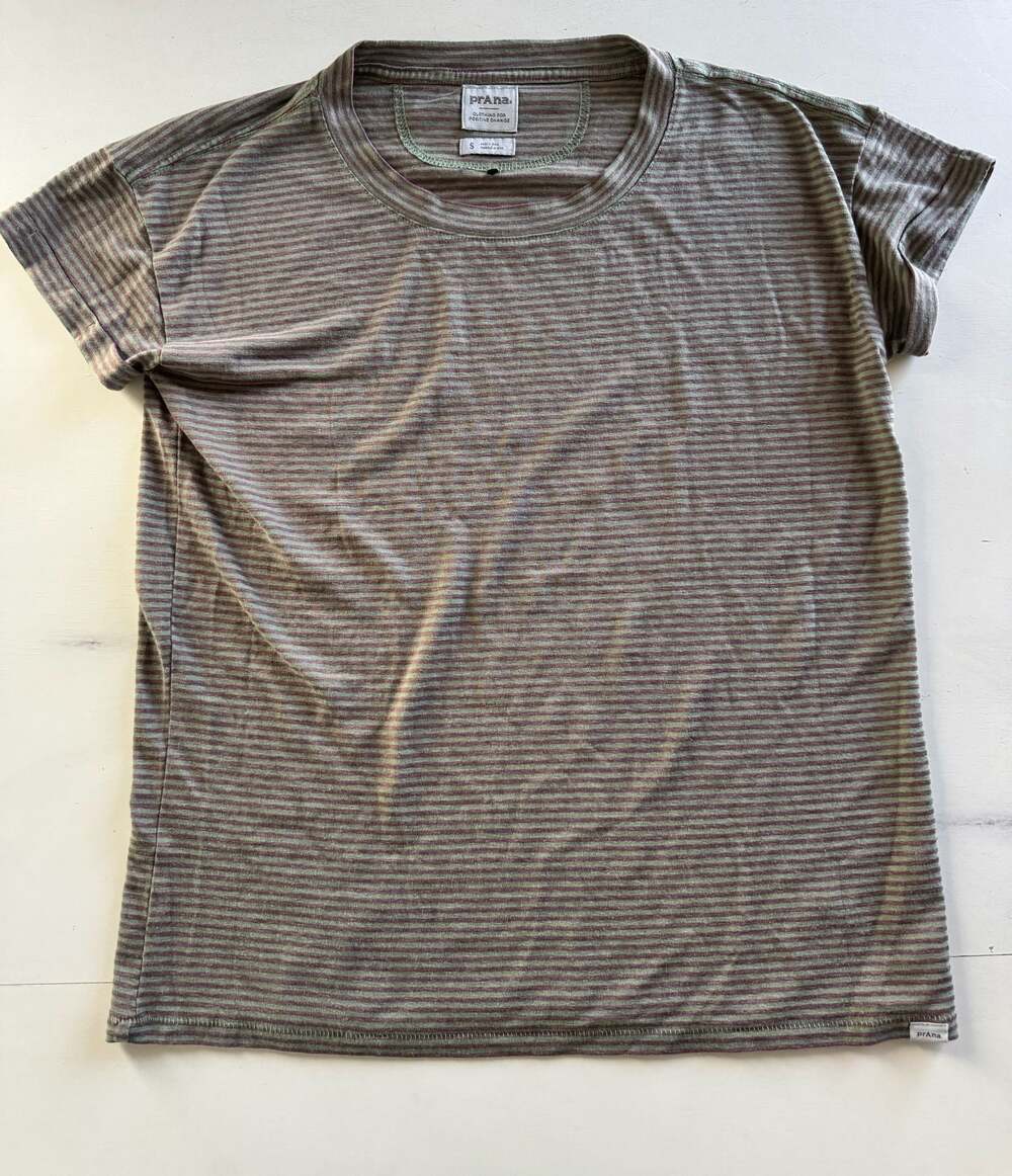 Prana Hemp Cotton Striped Short Sleeve T-Shirt Size S